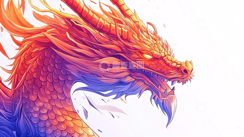 高清大图下载【趣麦麦图】彩色龙首
