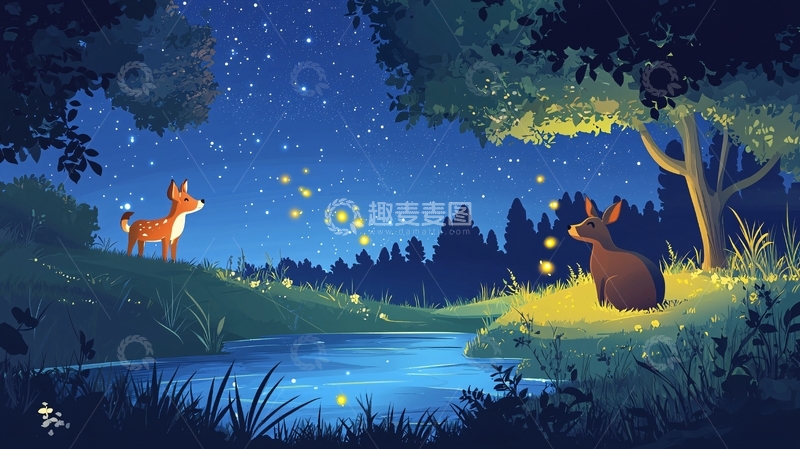 高清大图下载【趣麦麦图】星空下的森林