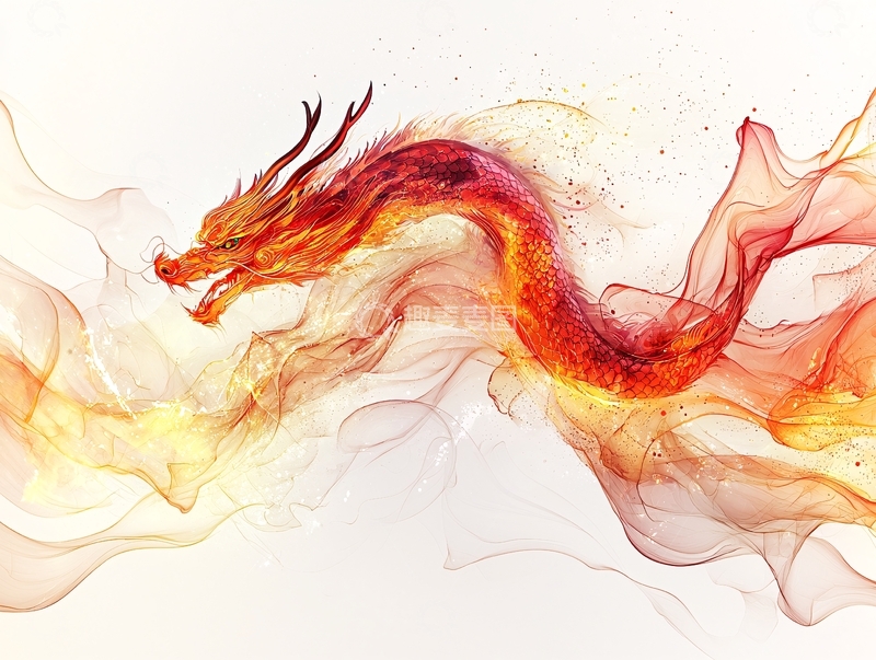 高清大图下载【趣麦麦图】火焰纹理的龙