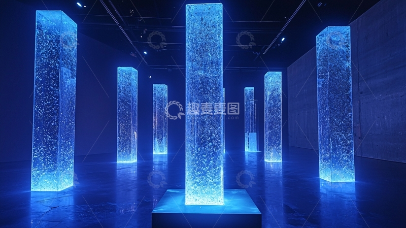 高清大图下载【趣麦麦图】蓝色水晶柱灯光装置