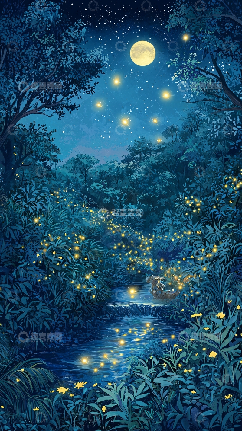 高清大图下载【趣麦麦图】萤火虫之夜
