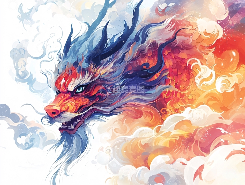 高清大图下载【趣麦麦图】水墨龙首