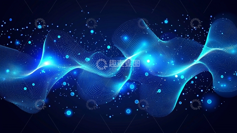 高清大图下载【趣麦麦图】蓝色光波粒子背景