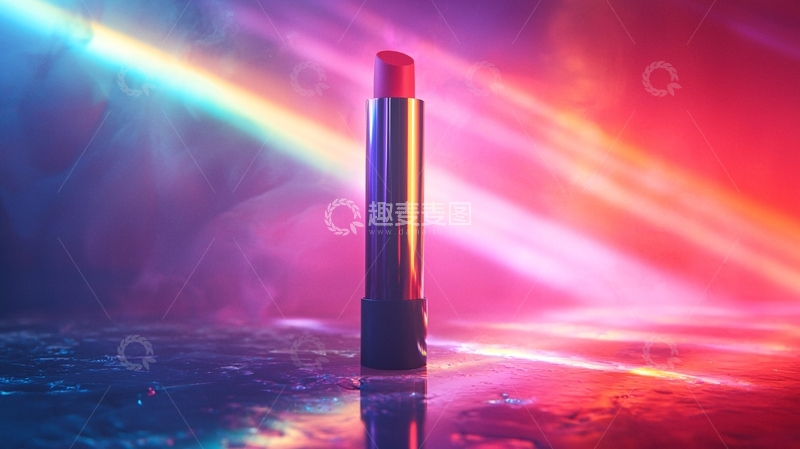 高清大图下载【趣麦麦图】彩虹炫光背景口红
