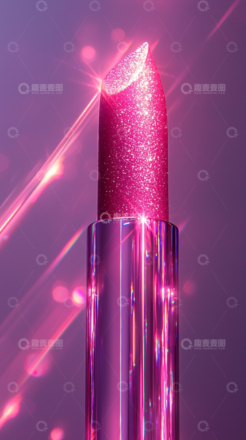 高清大图下载【趣麦麦图】闪光粉色口红特写