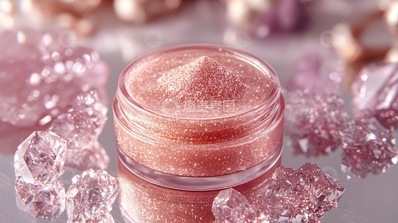 高清大图下载【趣麦麦图】粉色闪光唇釉与水晶