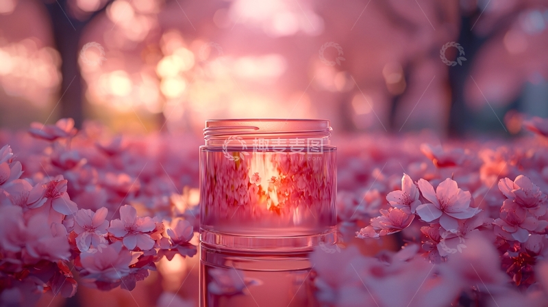 高清大图下载【趣麦麦图】粉色樱花树下烛光