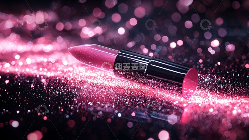 高清大图下载【趣麦麦图】粉色口红与闪耀背景