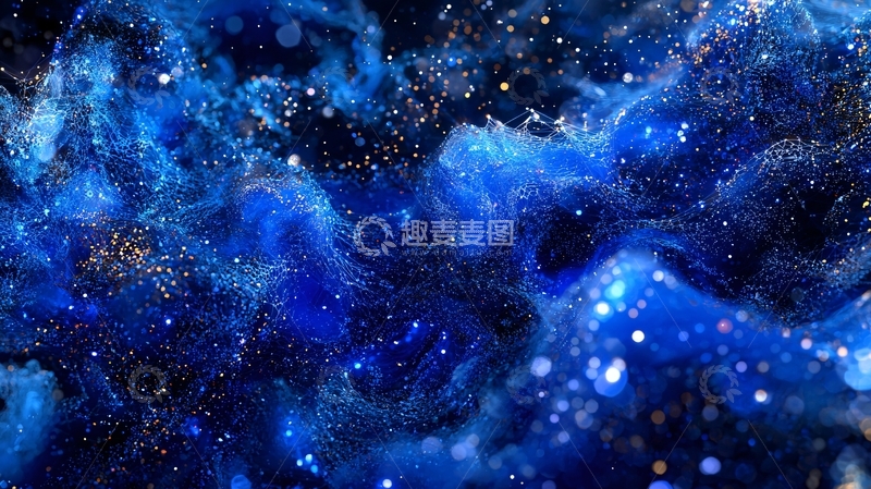 高清大图下载【趣麦麦图】蓝色梦幻粒子背景