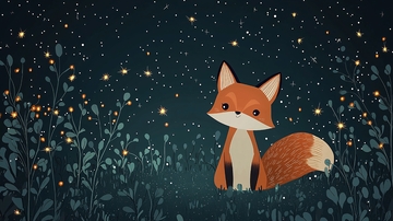 夜晚森林里的小狐狸