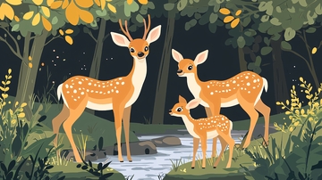 森林里的一家鹿