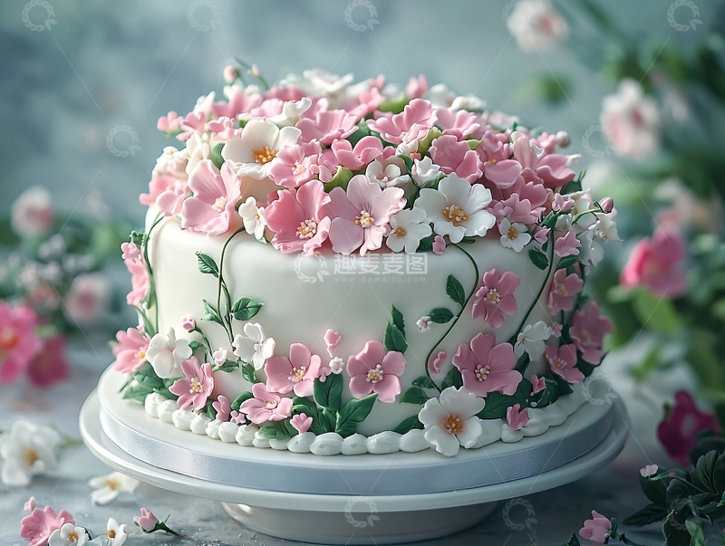 高清大图下载【趣麦麦图】粉色鲜花蛋糕