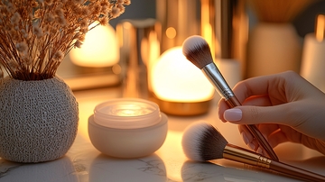 温暖灯光下化妆刷