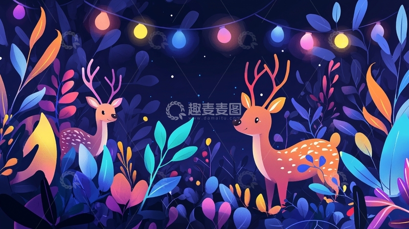 高清大图下载【趣麦麦图】梦幻森林小鹿