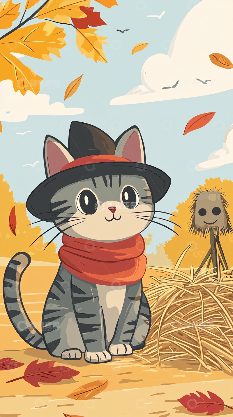 高清大图下载【趣麦麦图】秋天猫咪