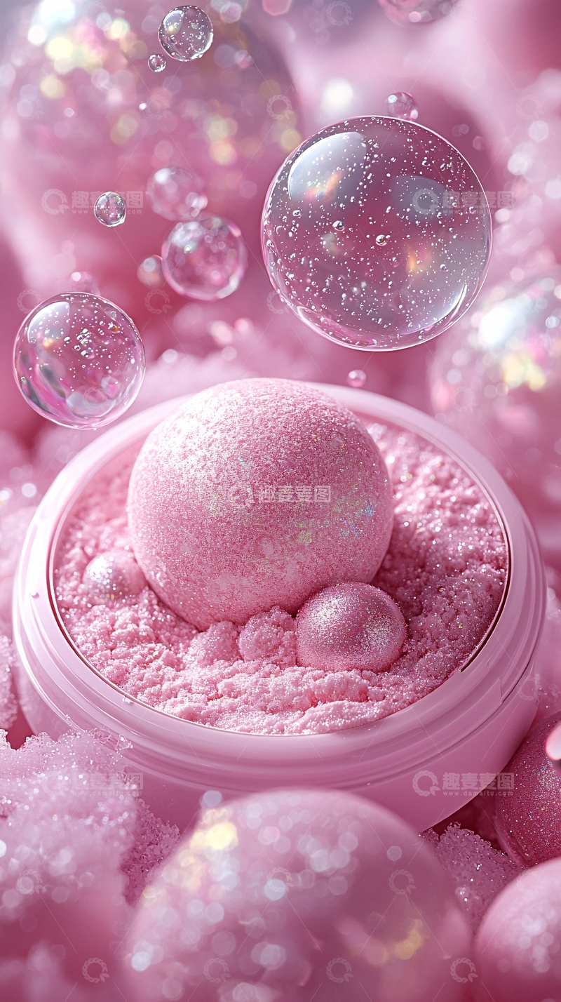 高清大图下载【趣麦麦图】粉色闪亮泡泡梦幻场景