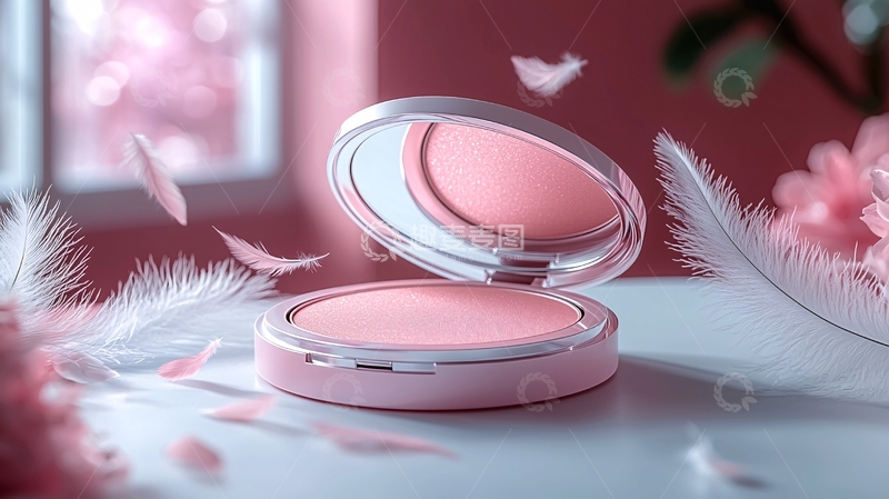 高清大图下载【趣麦麦图】轻柔粉色腮红粉盒