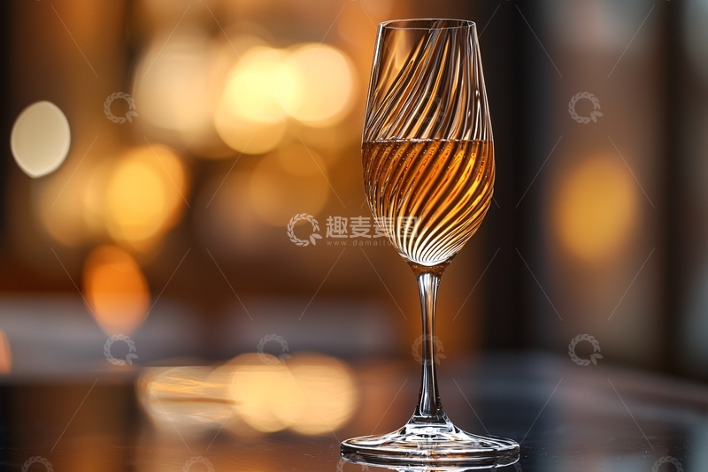 高清大图下载【趣麦麦图】琥珀色液体在带纹理香槟杯中