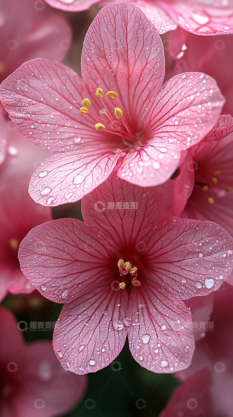 高清大图下载【趣麦麦图】粉嫩花朵雨滴高清图