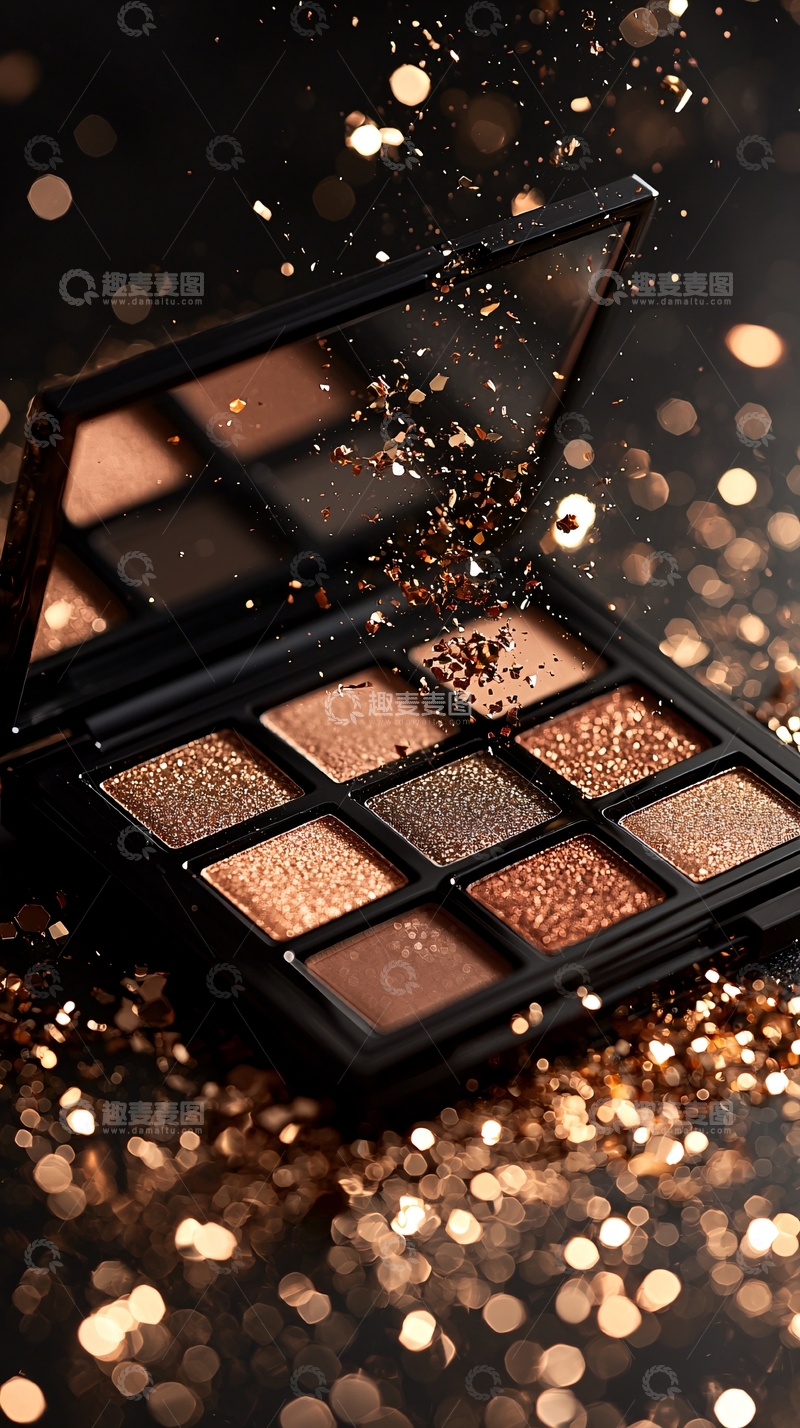 高清大图下载【趣麦麦图】闪耀金色眼影盘特写