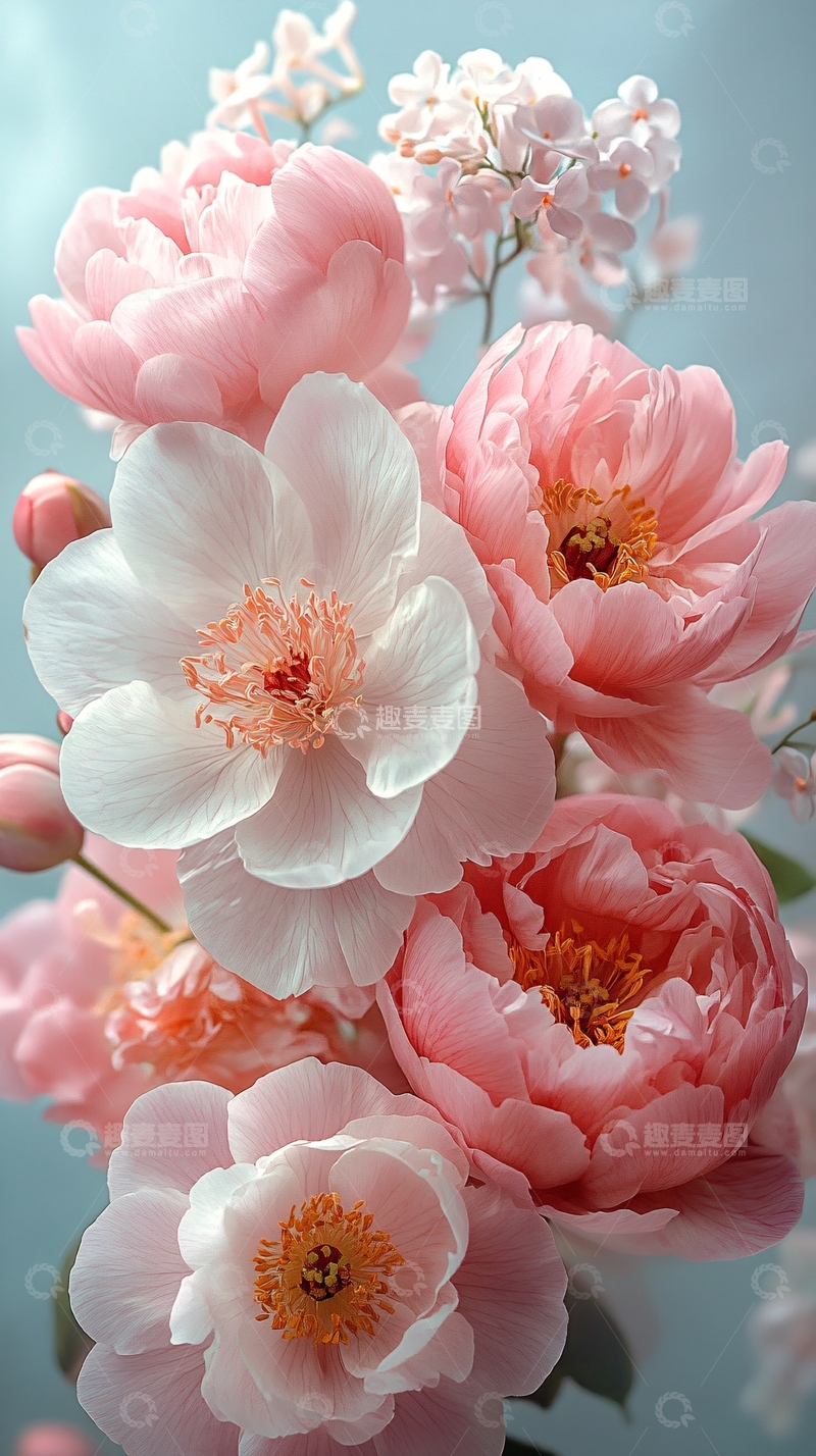 高清大图下载【趣麦麦图】粉嫩牡丹花束