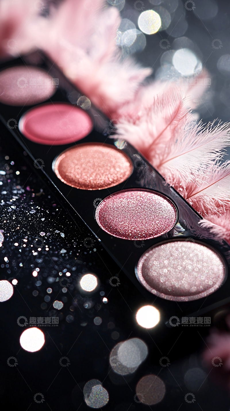 高清大图下载【趣麦麦图】粉色系眼影盘特写