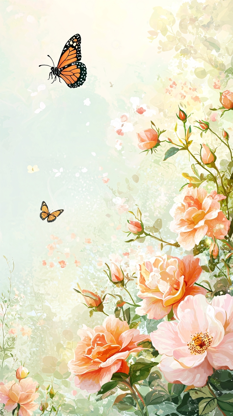 高清大图下载【趣麦麦图】唯美花朵蝴蝶壁纸