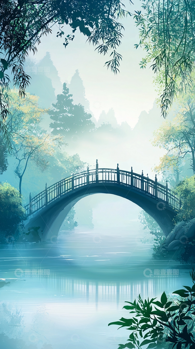 高清大图下载【趣麦麦图】水墨画桥10