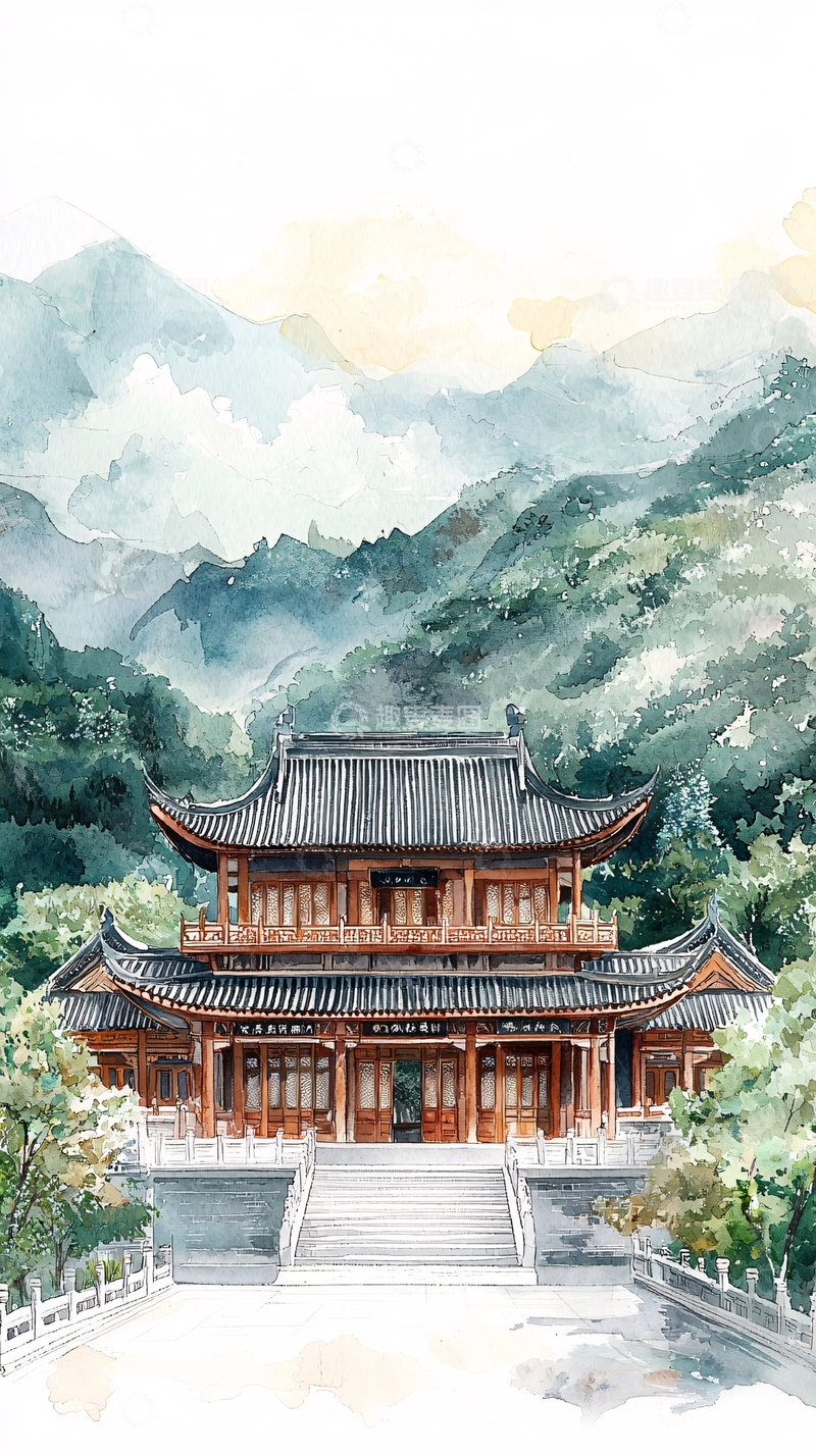 高清大图下载【趣麦麦图】古风建筑山水画风格