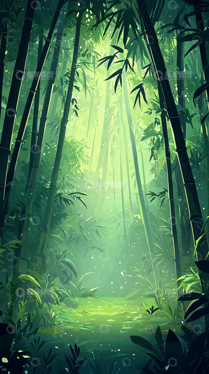高清大图下载【趣麦麦图】绿意盎然的竹林小径