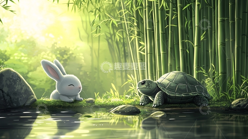 高清大图下载【趣麦麦图】兔子和乌龟