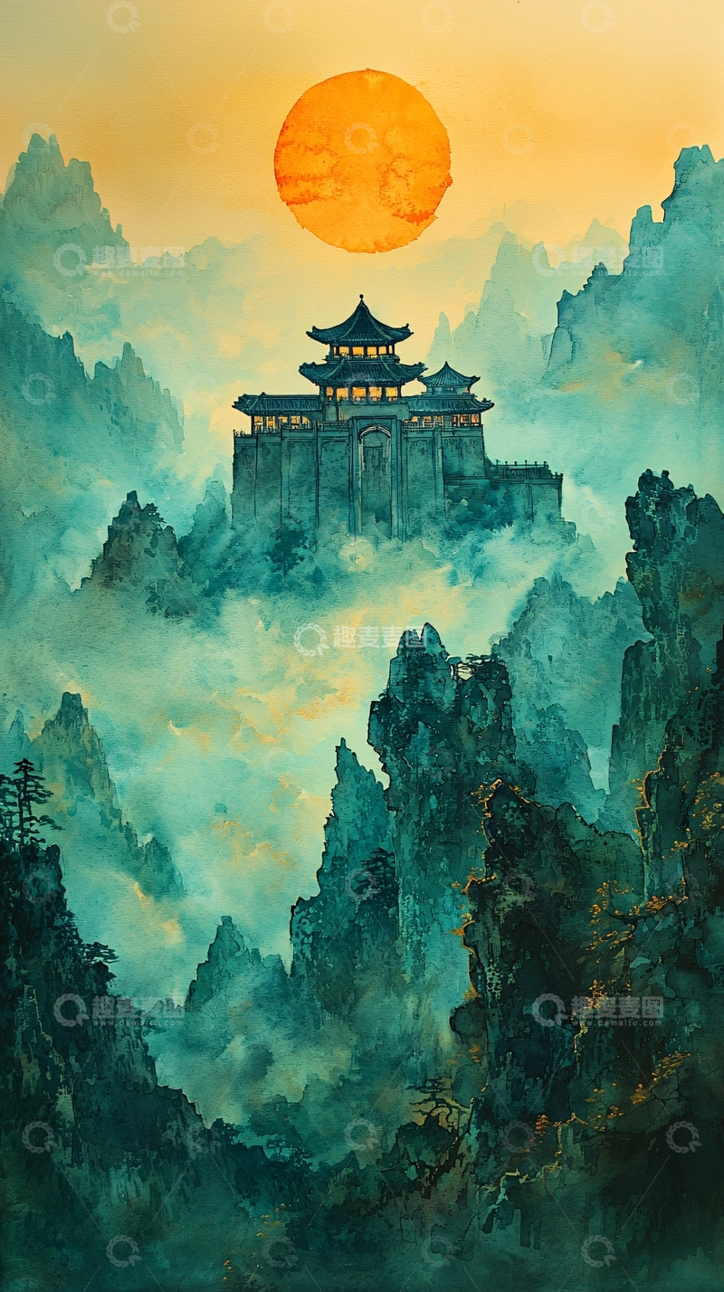 高清大图下载【趣麦麦图】水墨山水画543