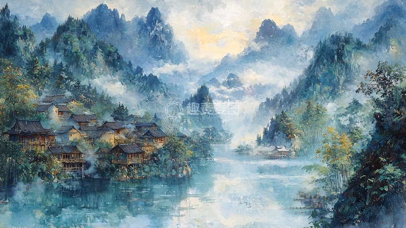 高清大图下载【趣麦麦图】水墨山水画542