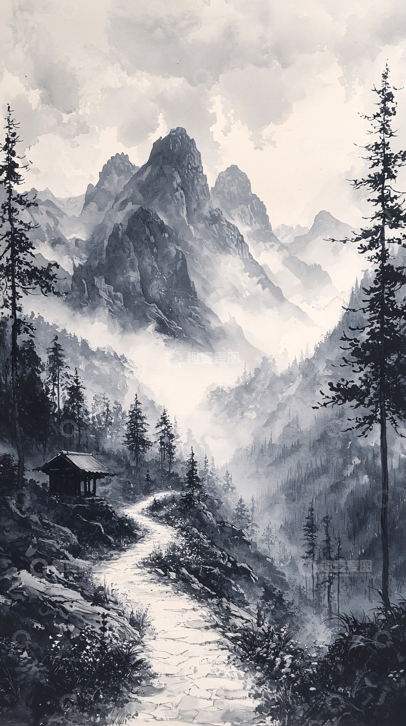 高清大图下载【趣麦麦图】水墨风山水