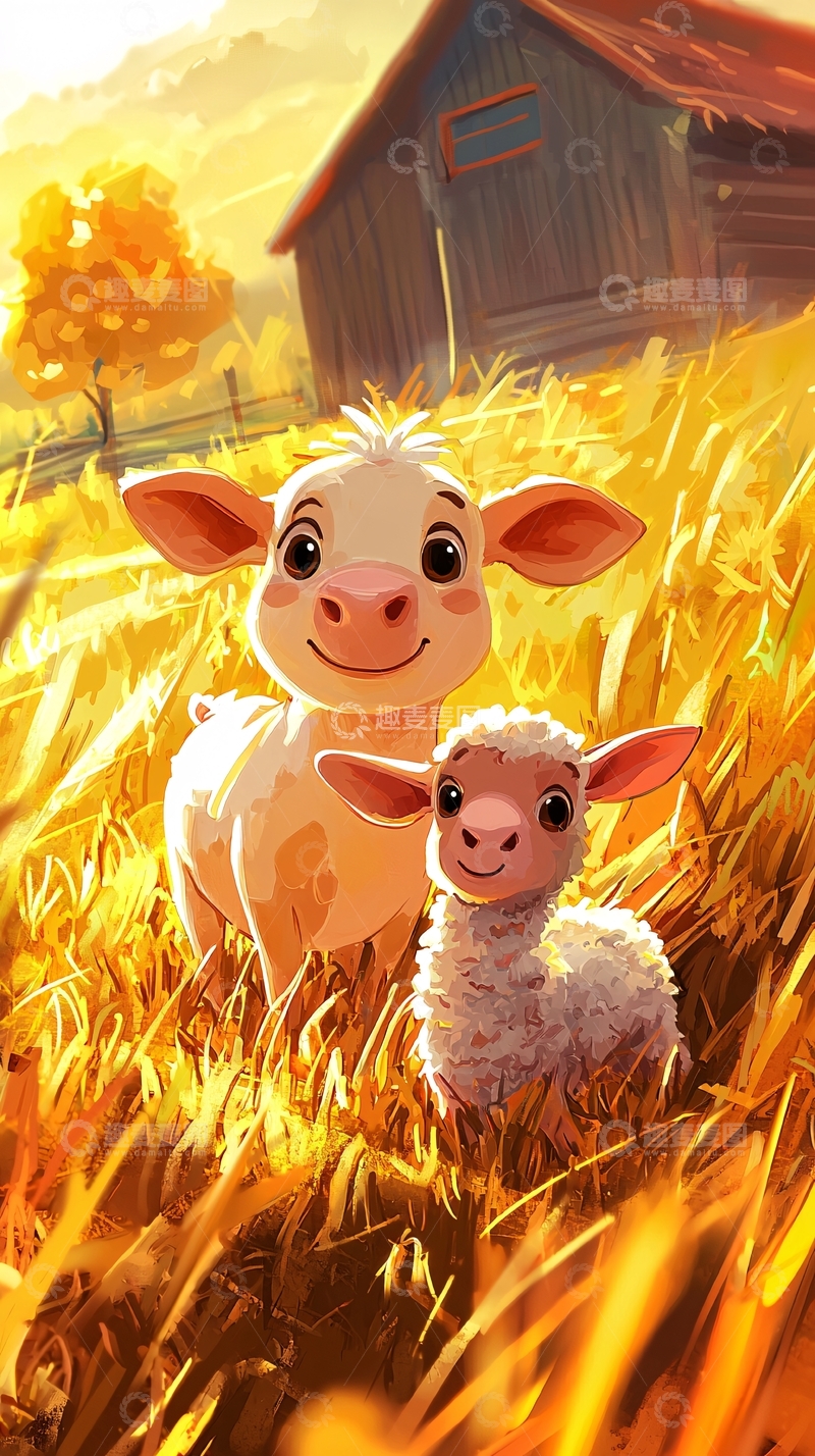 高清大图下载【趣麦麦图】田园卡通小羊图片