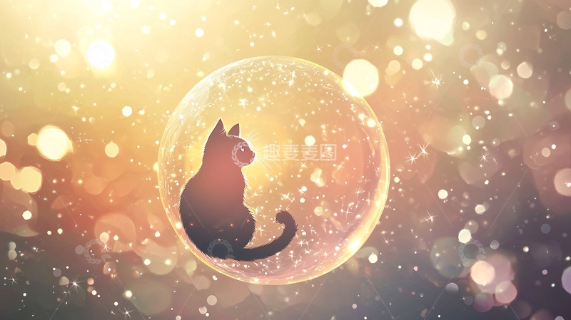 高清大图下载【趣麦麦图】阳光下猫咪玻璃球