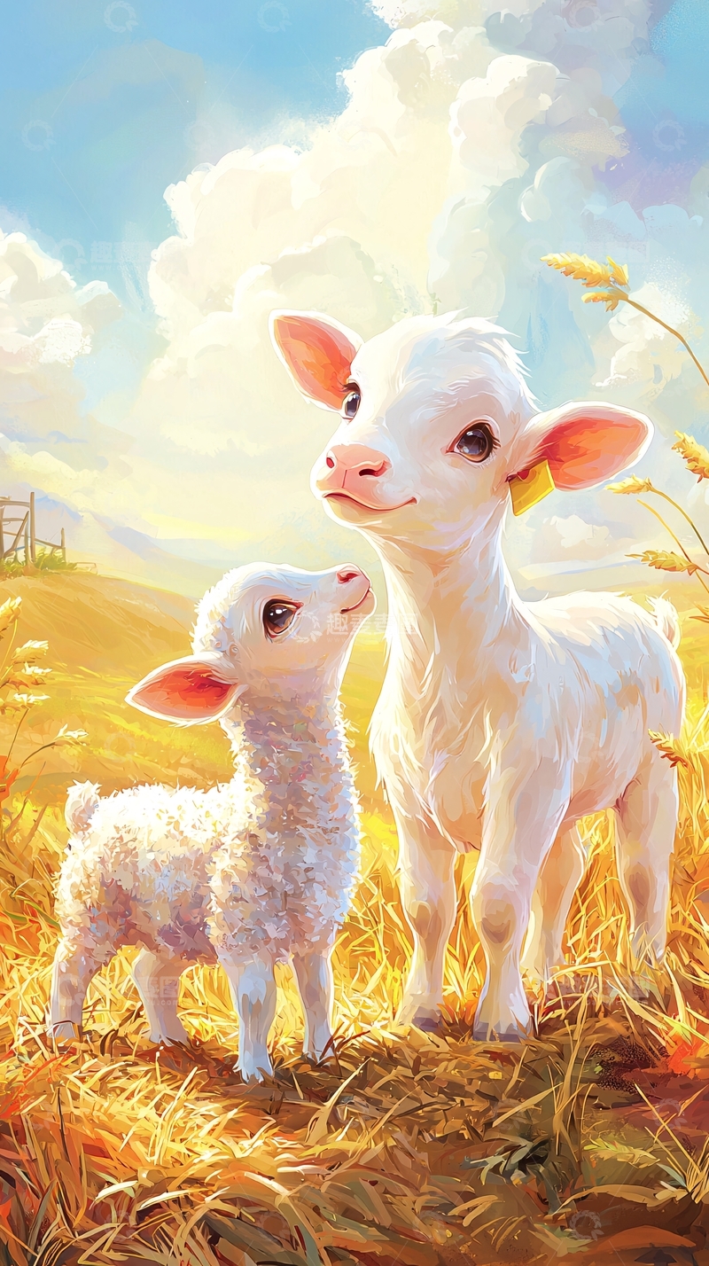 高清大图下载【趣麦麦图】两只可爱的小羊