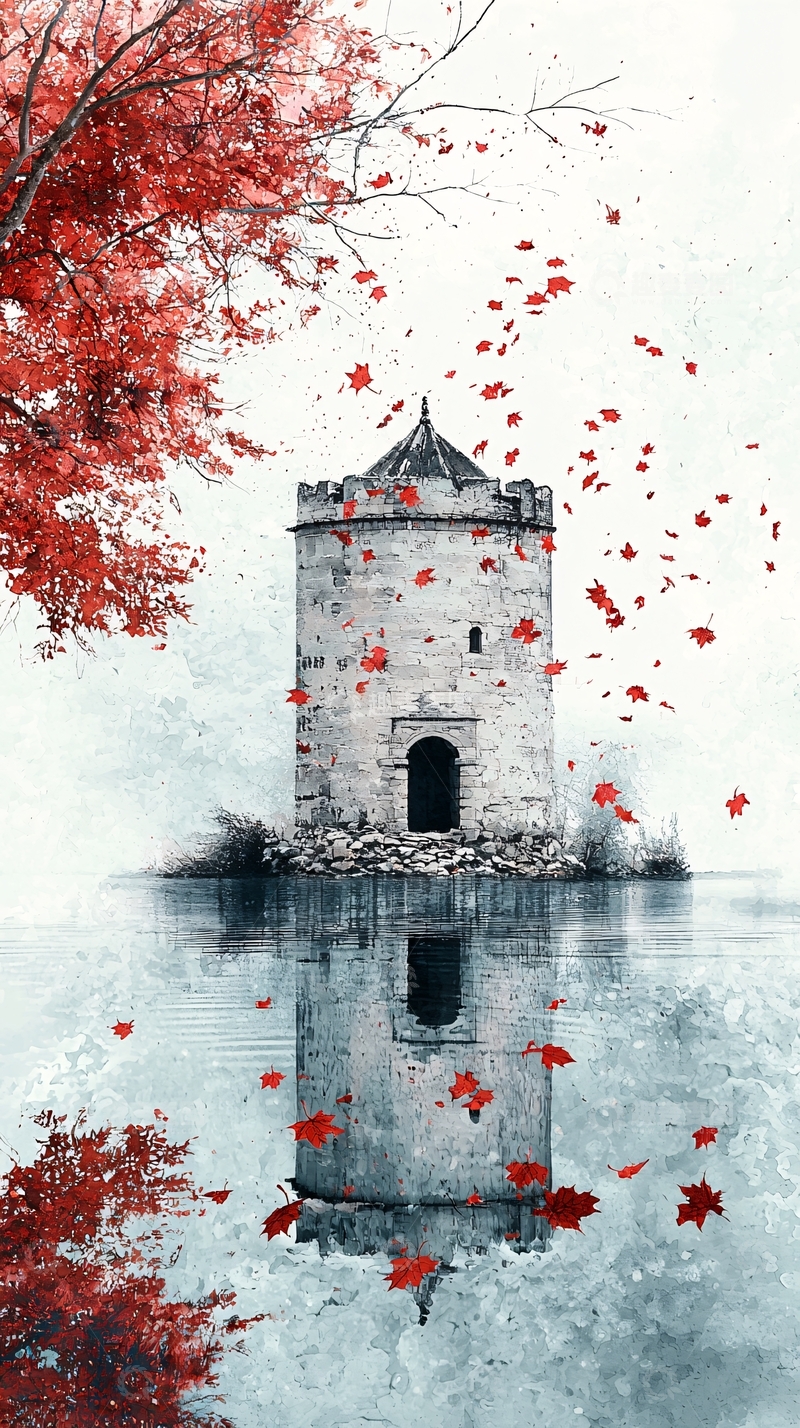 高清大图下载【趣麦麦图】红叶倒影古堡