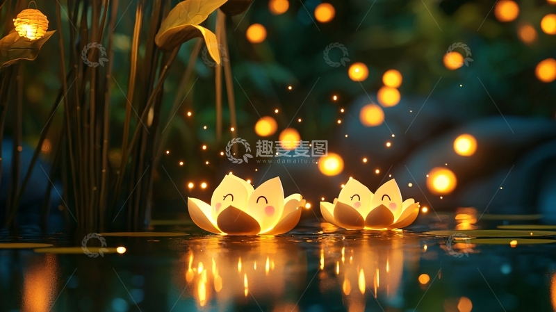 高清大图下载【趣麦麦图】荷花灯