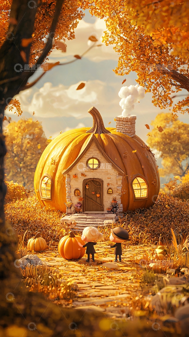 高清大图下载【趣麦麦图】秋季南瓜屋