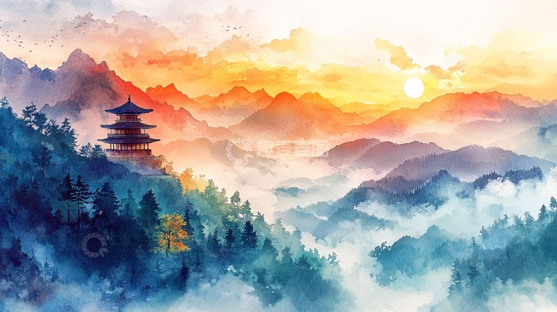 高清大图下载【趣麦麦图】山水画意境深远唯美