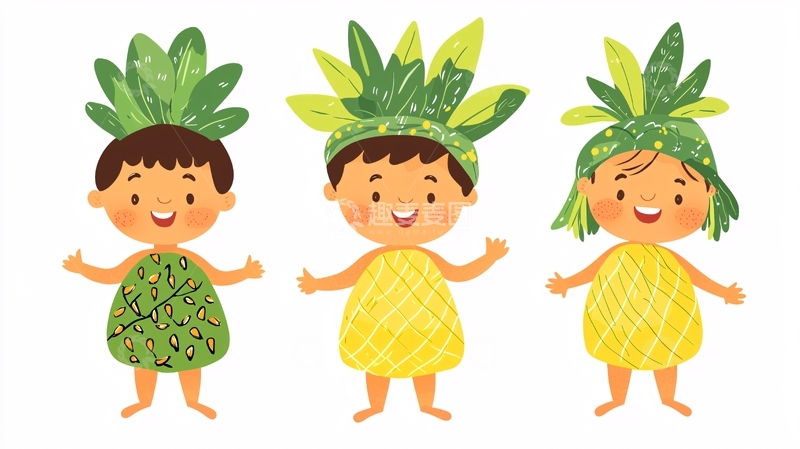 高清大图下载【趣麦麦图】可爱菠萝装扮儿童