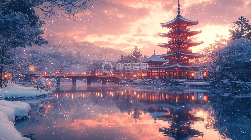 高清大图下载【趣麦麦图】冬日雪景寺庙