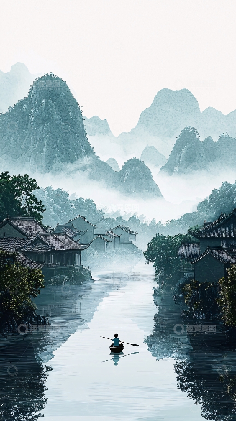 高清大图下载【趣麦麦图】水墨山水画545