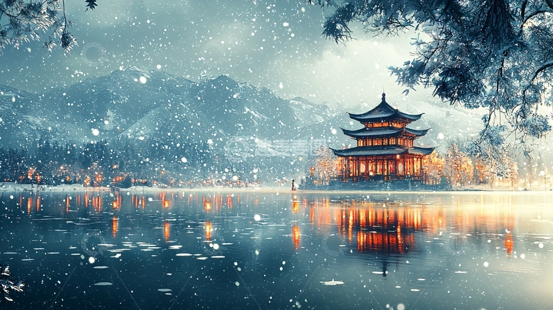 高清大图下载【趣麦麦图】雪中寺庙