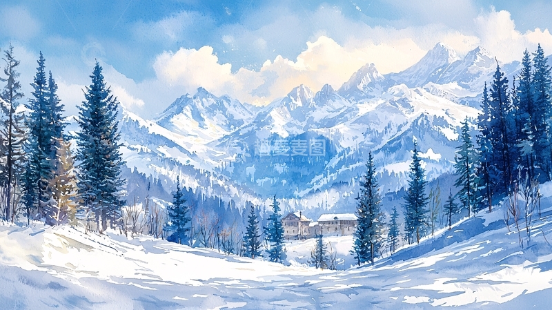 高清大图下载【趣麦麦图】雪山冬日