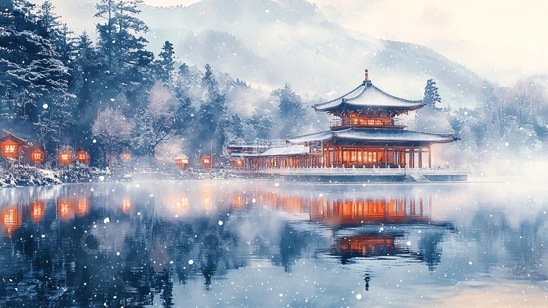 高清大图下载【趣麦麦图】雪景寺庙