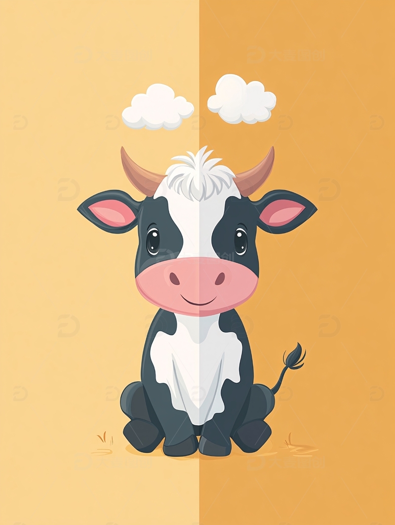 高清大图下载【趣麦麦图】卡通小牛