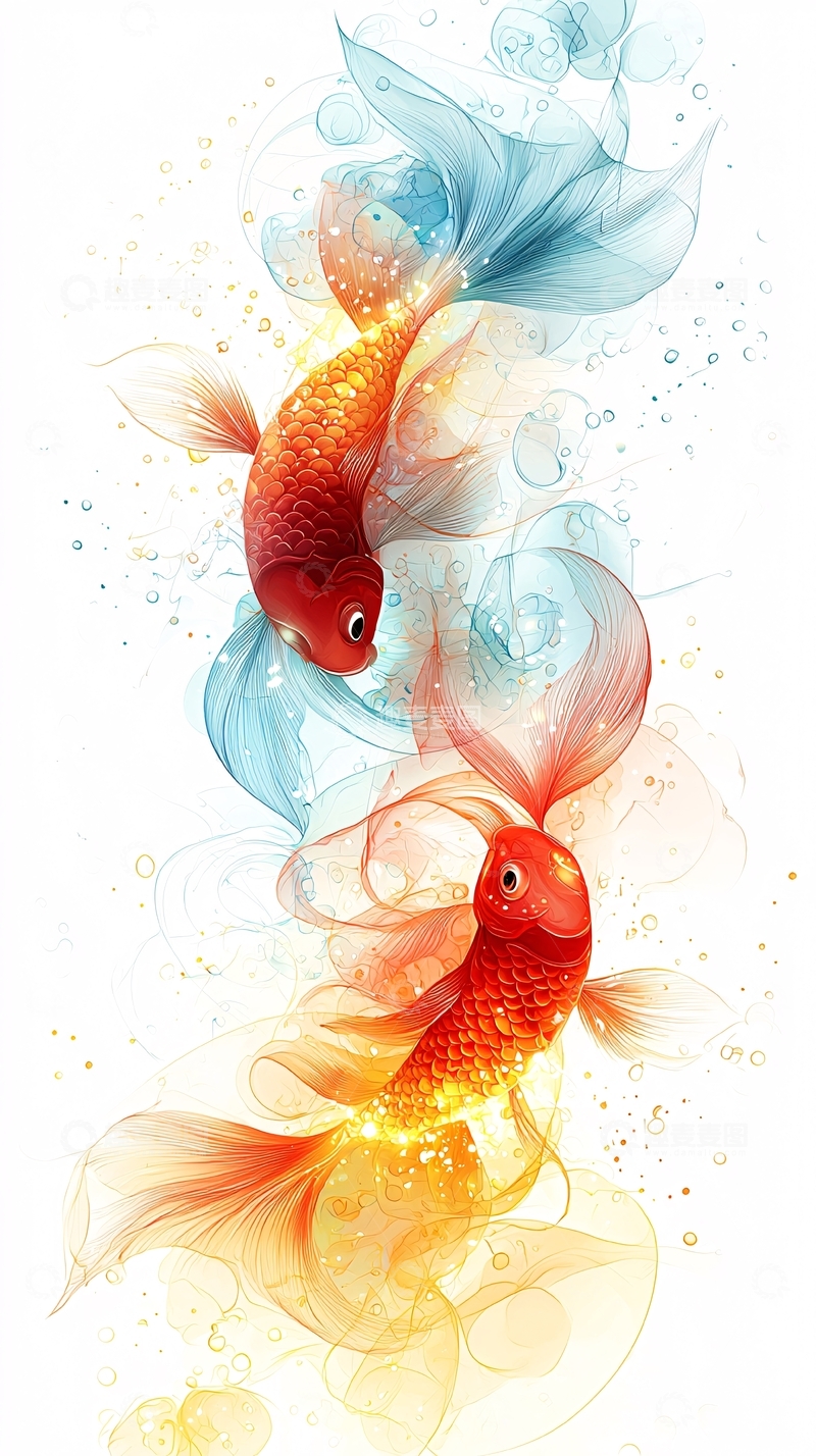 高清大图下载【趣麦麦图】水墨金鱼