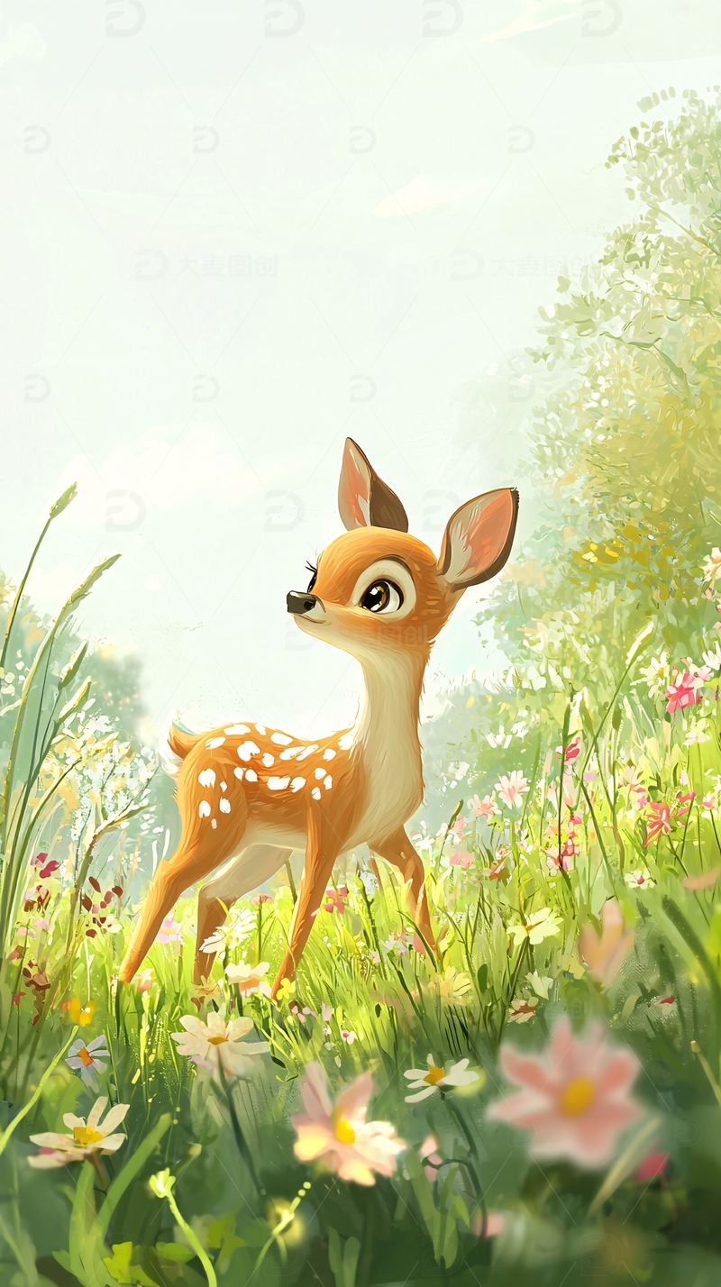 高清大图下载【趣麦麦图】小鹿斑比